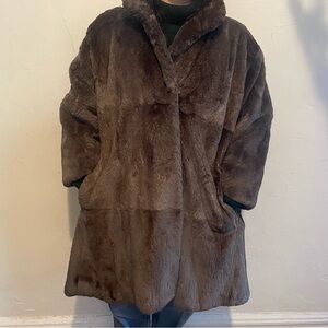 Grey Brown Beaver FUR Car Coat Jacket